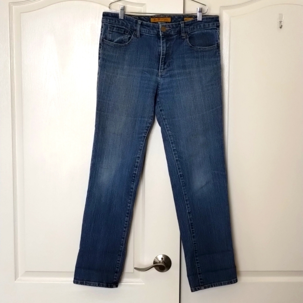 Seven7 straight leg jeans size 10 medium wash 30" inseam